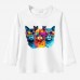 【12M-9Y】Kids Cat Print Cotton Stain Resistant Long Sleeve T-shirt