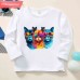 【12M-9Y】Kids Cat Print Cotton Stain Resistant Long Sleeve T-shirt