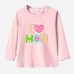 【12M-9Y】Girls Sweet Letter Print Cotton Stain Resistant Long Sleeve T-shirt