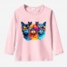 【12M-9Y】Kids Cat Print Cotton Stain Resistant Long Sleeve T-shirt