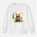 【12M-9Y】Kids Cartoon Bear Print Cotton Stain Resistant Long Sleeve Sweatshirt