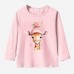 【12M-9Y】Girls Giraffe Print Cotton Stain Resistant Long Sleeve T-shirt