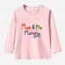 【12M-9Y】Girls Sweet Letter Print Cotton Stain Resistant Long Sleeve T-shirt