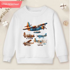 【12M-9Y】Boys Casual Airplane Print Cotton Stain Resistant Long Sleeve Sweatshirt