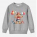 【12M-9Y】Kids Bear And Balloon Print Cotton Stain Resistant Long Sleeve Sweatshirt