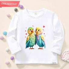 【12M-9Y】Kids Birds Print Cotton Stain Resistant Long Sleeve T-shirt