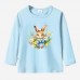 【12M-9Y】Girl Bow Bunny And Flower Print Cotton Stain Resistant Long Sleeve T-shirt