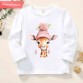 【12M-9Y】Girls Giraffe Print Cotton Stain Resistant Long Sleeve T-shirt