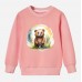 【12M-9Y】Kids Cartoon Bear Print Cotton Stain Resistant Long Sleeve Sweatshirt