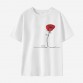 Women Cotton Stain Resistant Red Roses And Letters Print Short Sleeve T-Shirt