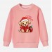 【12M-9Y】Kids Christmas Dog Print Cotton Stain Resistant Long Sleeve Sweatshirt