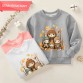 【12M-9Y】Kids Cartoon Bear Family Print Cotton Stain Resistant Long Sleeve Sweatshirt