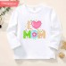 【12M-9Y】Girls Sweet Letter Print Cotton Stain Resistant Long Sleeve T-shirt