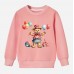 【12M-9Y】Kids Bear And Balloon Print Cotton Stain Resistant Long Sleeve Sweatshirt