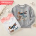 【12M-9Y】Boys Casual Airplane Print Cotton Stain Resistant Long Sleeve Sweatshirt