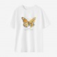 Women Cotton Stain Resistant Butterflies And Flowers Print Short Sleeve T-shirt