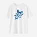 Women Cotton Stain Resistant Butterfly Print Short Sleeve T-shirt