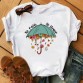 Woman Cotton Stain Resistant Umbrellas And Flowers And Letter Print Short Sleeve T-shirt