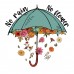 Woman Cotton Stain Resistant Umbrellas And Flowers And Letter Print Short Sleeve T-shirt