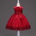 【12M-13Y】Girls V Neck Bowknot Lace Layered Sleeveless Princess Dress - 3606