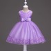 【12M-13Y】Girls V Neck Bowknot Lace Layered Sleeveless Princess Dress - 3606