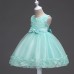 【12M-13Y】Girls V Neck Bowknot Lace Layered Sleeveless Princess Dress - 3606