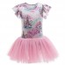 【18M-11Y】Sweet Mesh Unicorn Short Sleeve Princess Dress - 33146