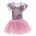 【18M-11Y】Sweet Mesh Unicorn Short Sleeve Princess Dress - 33146