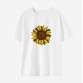 Women Leopard Sunflower Print Cotton Stain Resistant Short Sleeve T-shirt