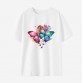 Women Butterfly Print Cotton Stain Resistant Short Sleeve T-shirt