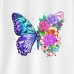 Women Floral Butterfly Print Cotton Stain Resistant Short Sleeve T-shirt