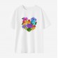 Women Flower Heart Print Cotton Stain Resistant Short Sleeve T-shirt