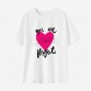 Women Letter Heart-shaped Print Cotton Stain Resistant Short Sleeve T-shirt