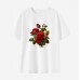 Women Floral Print Cotton Stain Resistant Short Sleeve T-shirt