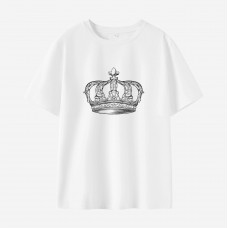 Women Crown Print Cotton Stain Resistant Short Sleeve T-shirt