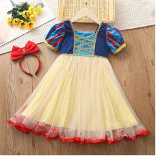 【2Y-10Y】2-piece Girl Cute Snow White Square Neck Puff Sleeve Princess Dress - 33340