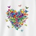 Women Colorful Butterfly Print Cotton Stain Resistant Short Sleeve T-shirt