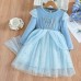 【2Y-10Y】Girl Sweet Dreamy Blue Ice Puffy Mesh Princess Dress