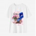 Women Cartoon Print Cotton Stain Resistant Short Sleeve T-shirt