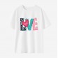 Women Love Letter Print Cotton Stain Resistant Short Sleeve T-shirt