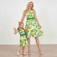 Sweet Yellow Lemon Print Mom Girl Matching Dress