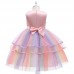 【12M-11Y】Girls Applique Gradient Mesh Sleeveless Princess Dress - 3607