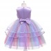 【12M-11Y】Girls Applique Gradient Mesh Sleeveless Princess Dress - 3607