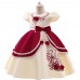 【3Y-11Y】Girls Sweet Embroidered Bowknot Puff Sleeve Princess Dress