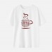 Women Cotton Stain Resistant Coffee Print Short Sleeve Tee