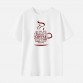 Women Cotton Stain Resistant Coffee Print Short Sleeve Tee