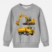 【12M-9Y】Boys Cotton Stain Resistant Excavator And Truck Print Long Sleeve Sweatshirt