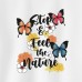 Women Cotton Stain Resistant Butterfly Print Short Sleeve Tee