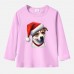 【12M-9Y】Unisex Kid Cotton Stain Resistant Christmas Dog Print Long Sleeve Tee