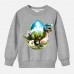 【12M-9Y】Boys Cotton Stain Resistant Dinosaur Print Long Sleeve Sweatshirt